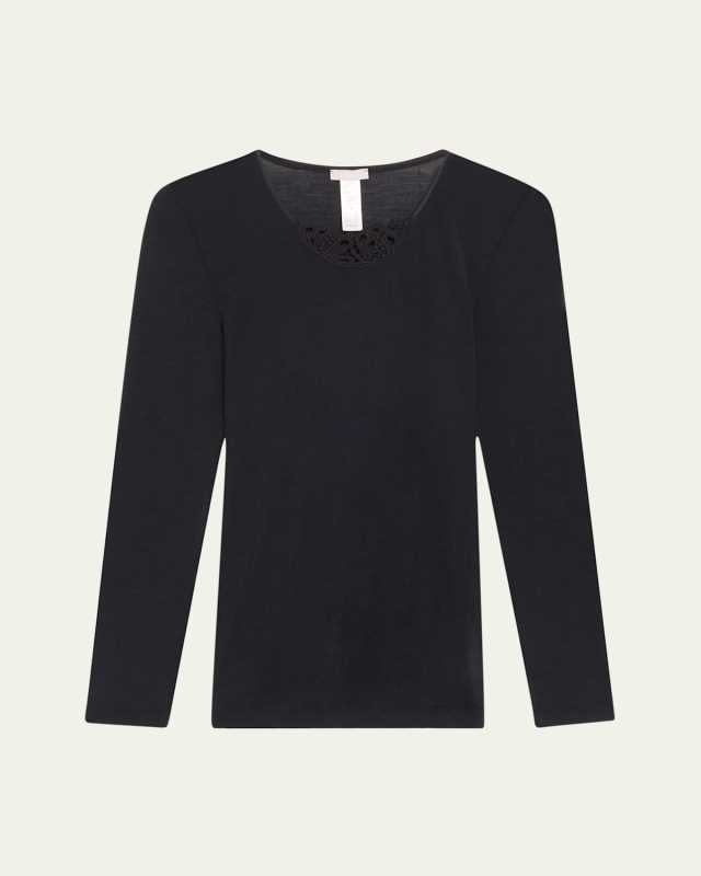 Embroidered Long-Sleeve Woolen Shirt